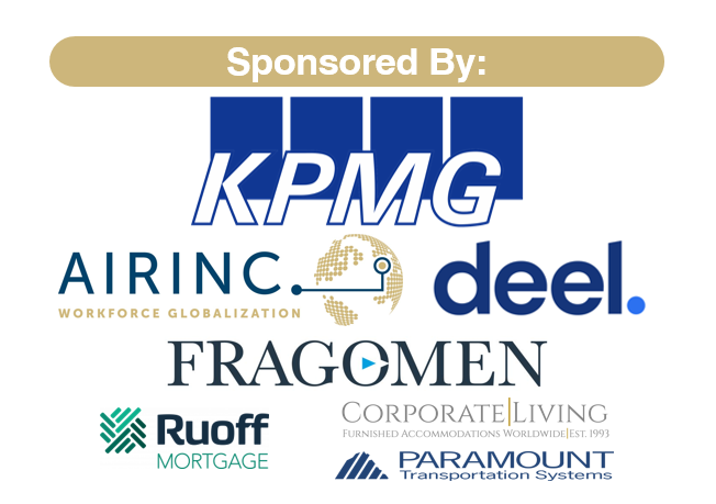 Sponsored by logos KPMG, deel, AIRINC, Fragomen, Corporate Living, Paramount Transportation Systems and Ruoff Mortgage