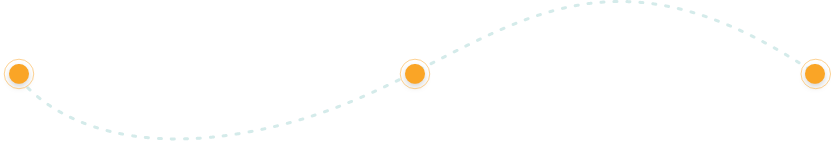 Dotted line with three orange circles at the end and in the middle