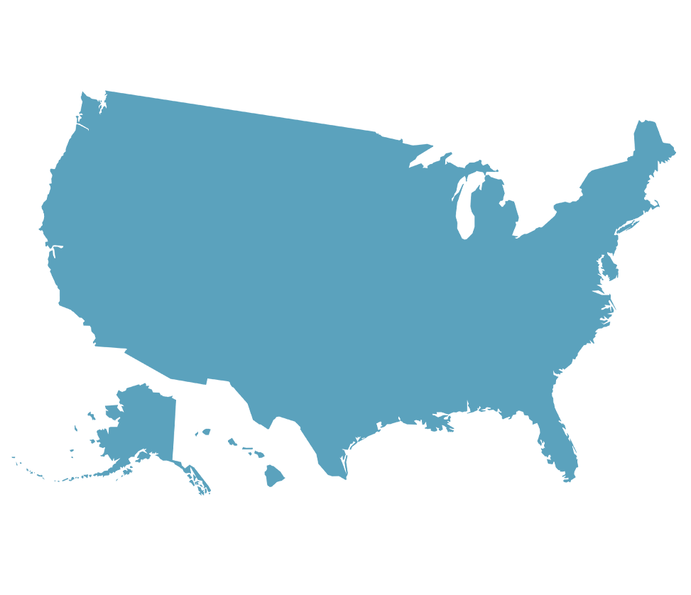 United States country in blue