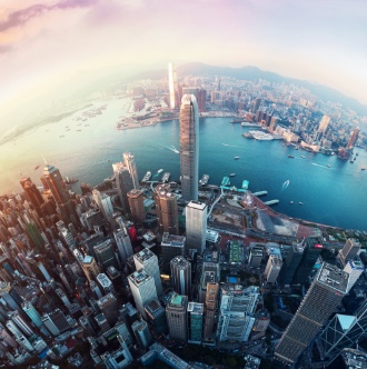 Hong Kong birds eye view of city