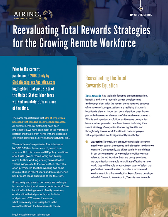 AIRINC Reevaluating Total Rewards Strategies for the Growing Remote Workforce Article
