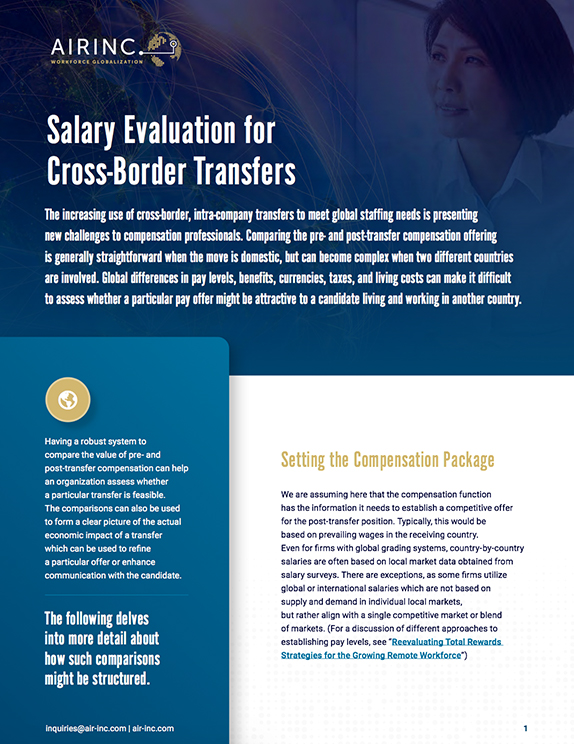 AIRINC salary evaluation for cross-border transfers